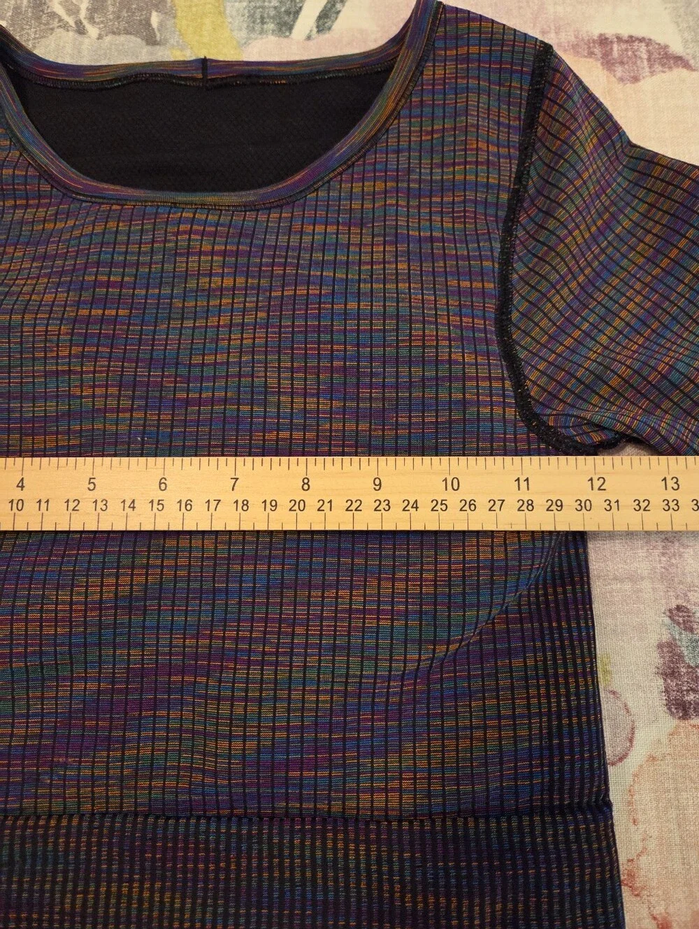 LULULEMON Ebb To Street Seamless Long Sleeve‎ Crop Top Rainbow Multi/Black SZ 4